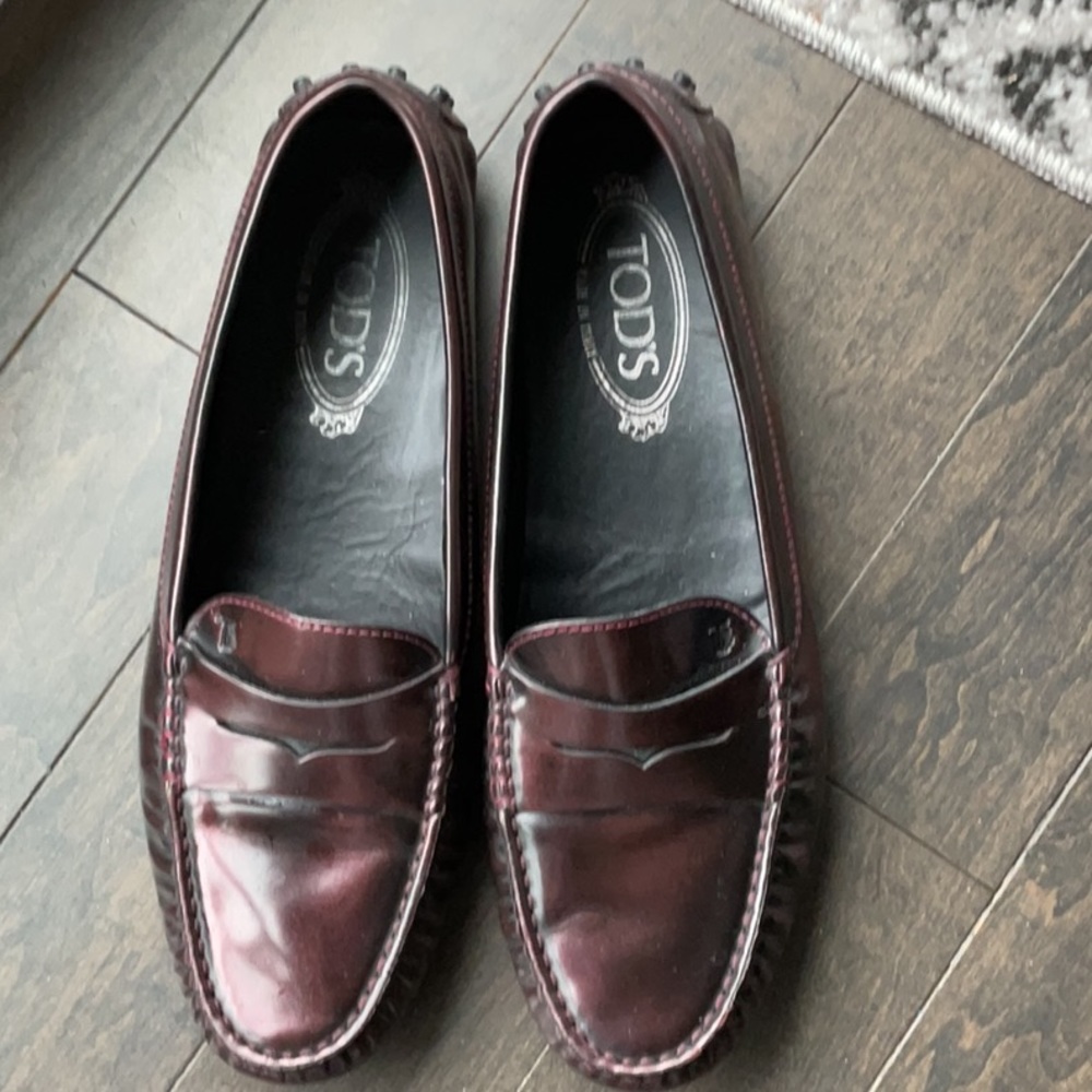 Tod's Burgundy Leather Loafers